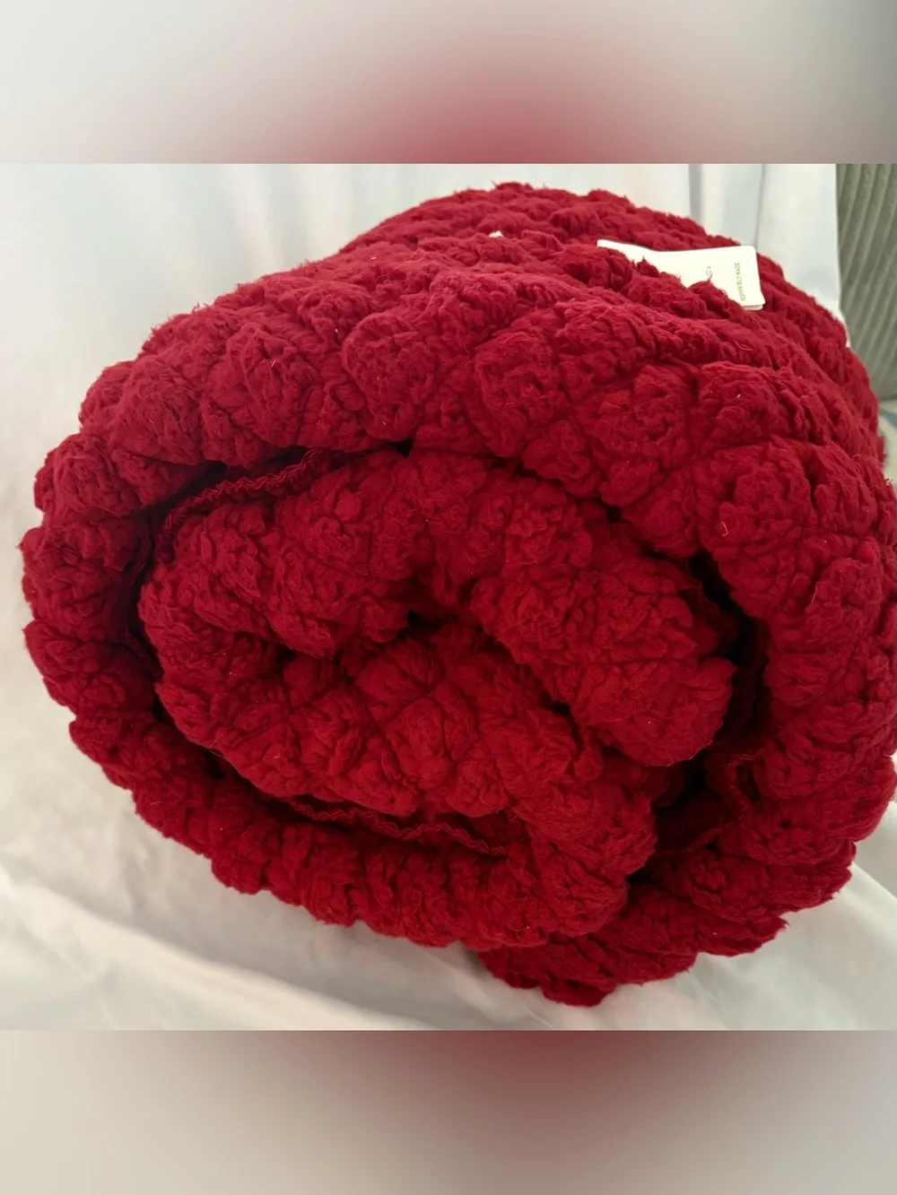 POTTERY BARN RED NORDIC SHERPA THROW BLANKET 50 X 60 NEW NWT